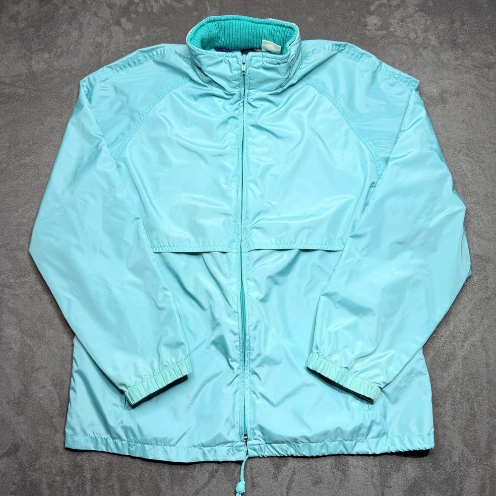 Vtg 80s Woolrich Woman Windbreaker Jacket M Surf Green Packable Lightweight Hood